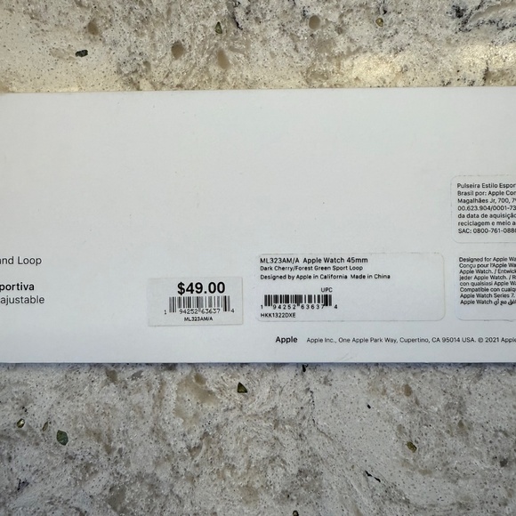 NEW Apple 45MM Dark Cherry /forest green sports loop watch band - Picture 5 of 6